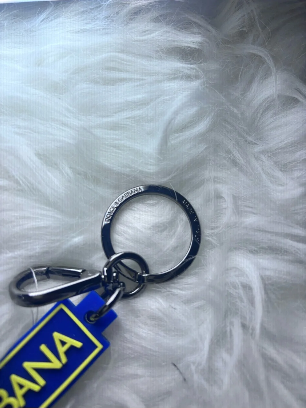 Authentic Dolce & Gabbana Blue and Yellow Logo Keychain